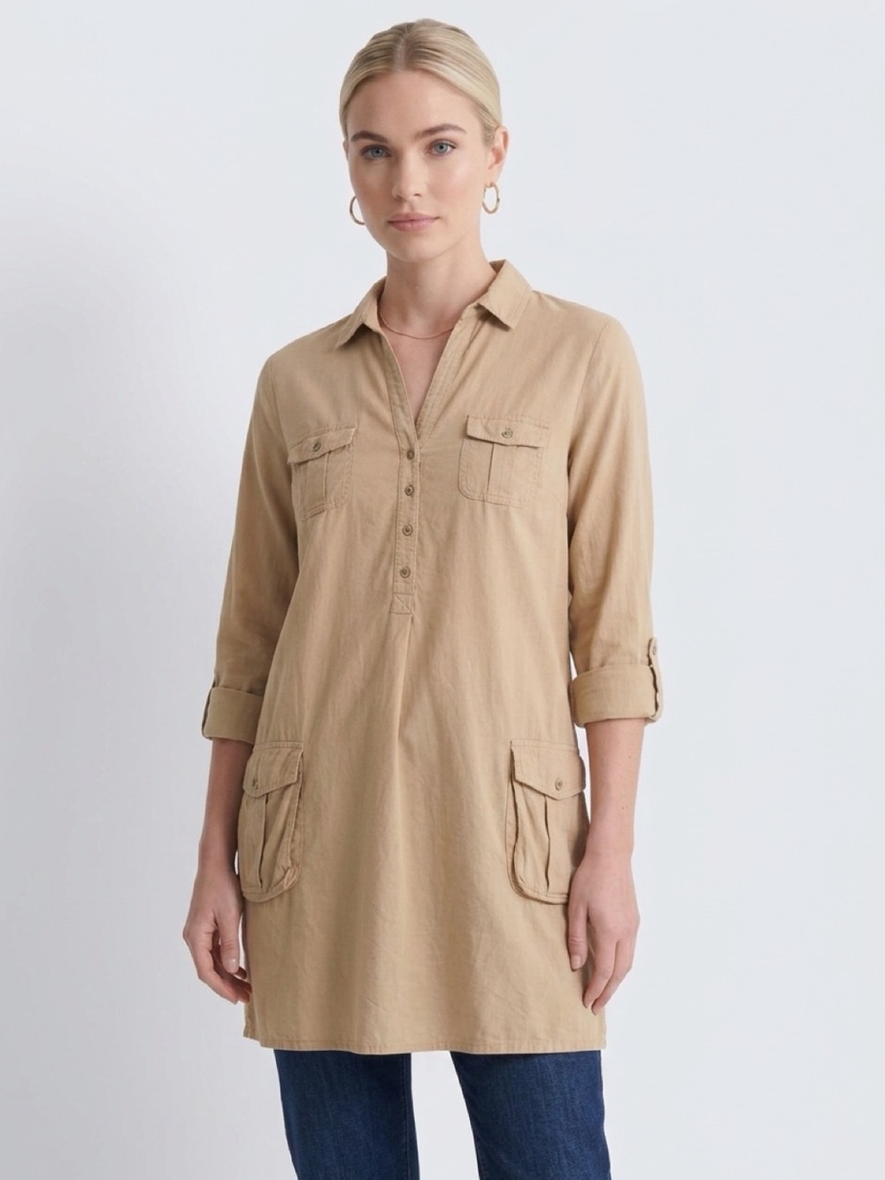 NWOT Old Navy XXL Tan Utility Tunic Shirt Dress